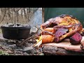 How to cook DUTCH OVEN WHOLE CHICKEN! Campfire recipe, outdoor cooking! Easy and delicious!