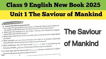9th English New Book 2025 | The Saviour of Mankind I Questions & Answers | Class 9th English Unit 01