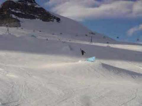 Snow Park Jump over Rail Tom Groves Zermatt