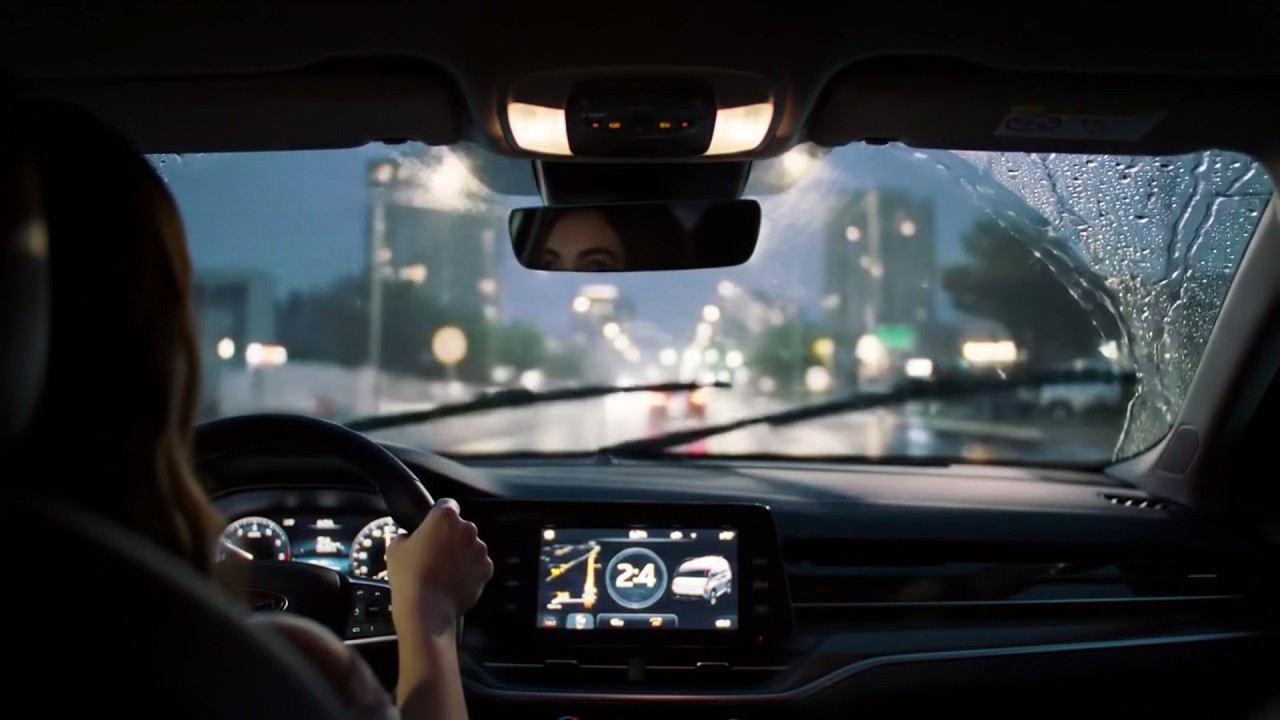 Boring City Rain Driving at Night - Dim Screen Heavy Rain for Study