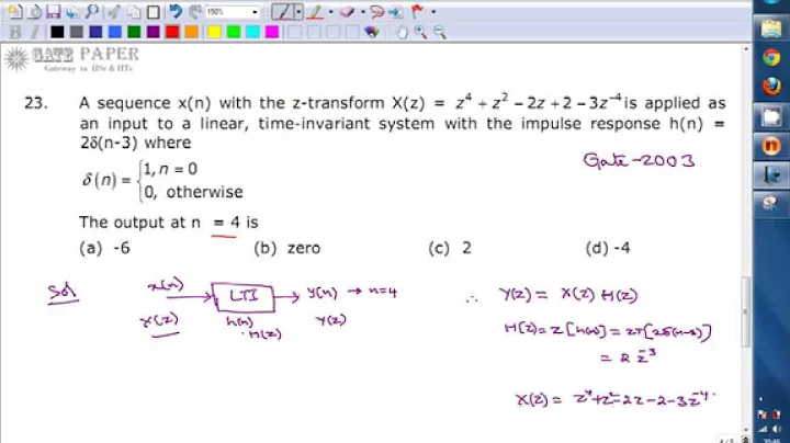 GATE 2003 ECE Response of LTI system with the input sequence with Z Transform