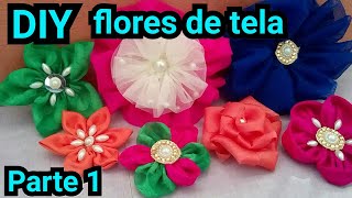 Cómo hacer flores de tela FÁCIL | Fabric flowers | flores de tela para el cabello | Hair flowers
