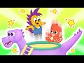 Club Baboo learn Dinosaurs for kids | Baboo fights a Spinosaurus | Bouncy castle funny dino | T-Rex