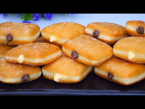 Tanpa Oven! Kenapa Saya Tidak Tahu Resep Ini Sebelumnya! donat dengan krim custard, Nutella