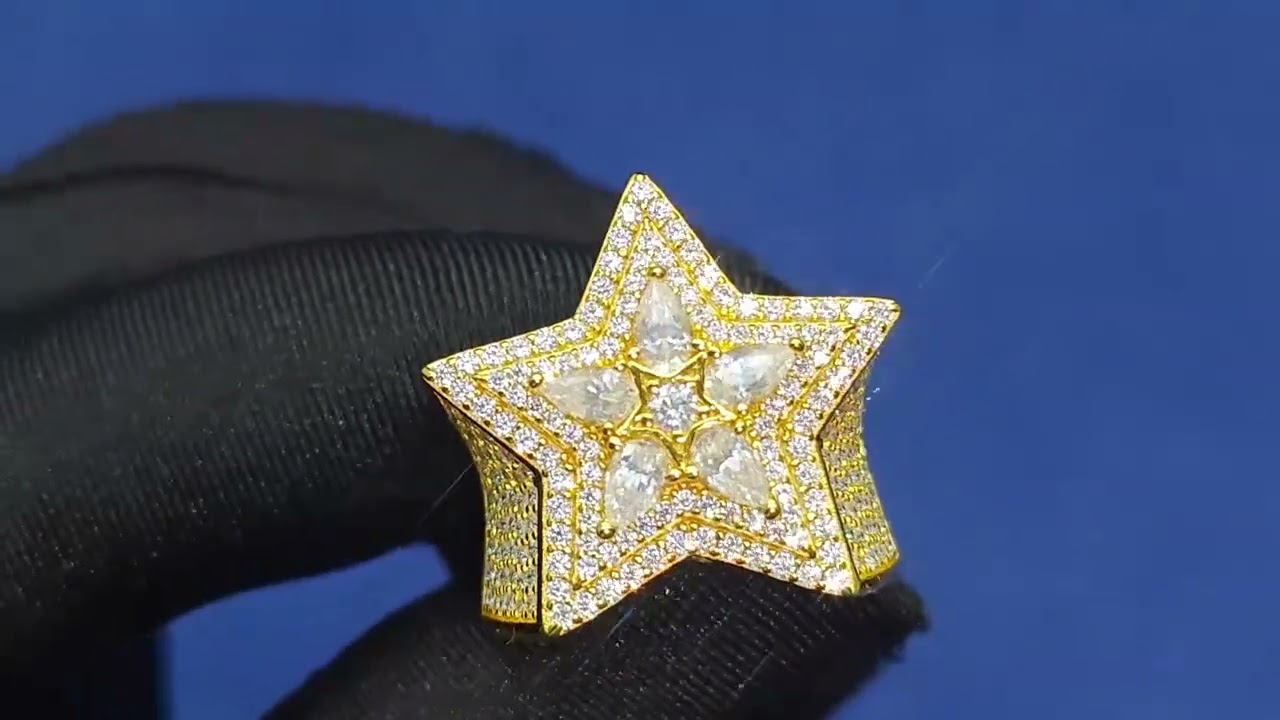 MOISSANITE DIAMOND 5 LAYER ICED OUT STAR RING