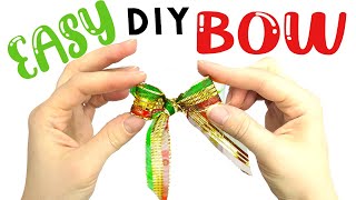 How to Make a Bow with Wired Ribbon for a Present! Step By Step Tutorial (SUPER EASY DIY)