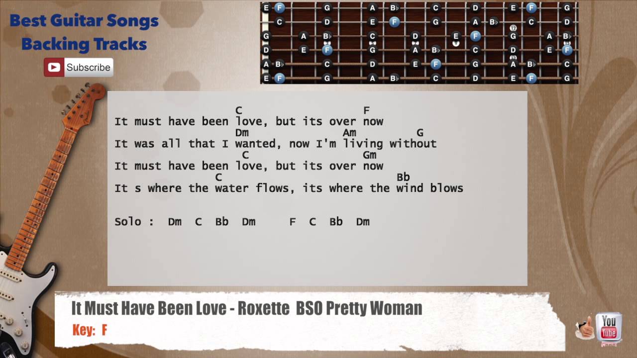 It Must Have Been Love Roxette Pretty Woman Guitar Backing Track With Scale Chords And Lyrics Youtube