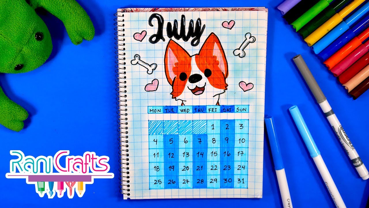 Diy July Calendar Bullet Journal Decoration Organization Ideas