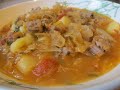 Солянка с тушеной квашеной капустой, мясом и картошкой. Бюджет-обед.