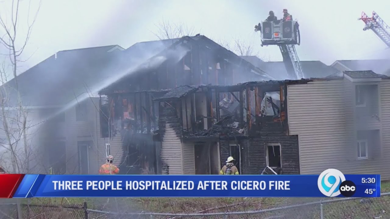 Three people hospitalized after a Cicero apartment building fire - YouTube