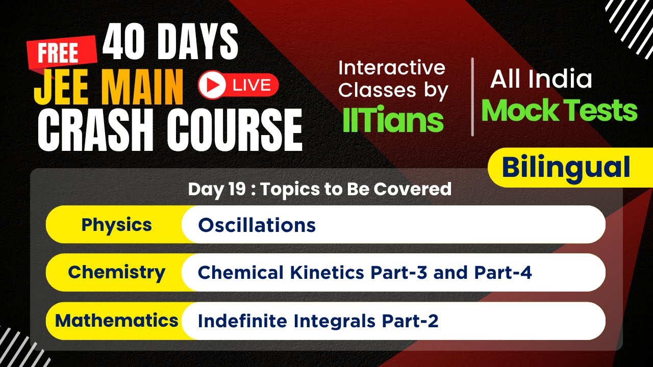 JEE Crash Course 2026 | Physics, Chemistry & Mathematics | Bilingual | Day 19