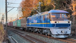 313系(下り)＆1052ﾚ EF210-362号機牽引貨物列車(上り)上地宮前踏切通過 ※新造機でピカピカでした(⁠^⁠^⁠)