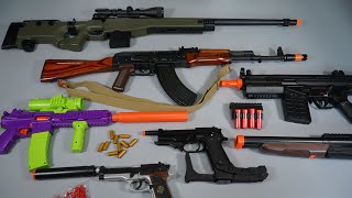 Realistic AK47 Airsoft Toy Gun  Sniper Rifle AWP  Shell ejecting M4Shot Gun  Toy Guns Collection