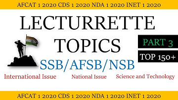 MOST IMPORTANT LECTURRETTE TOPICS FOR #SSB AFSB NSB | PART 3 |  #DefenceTutorial