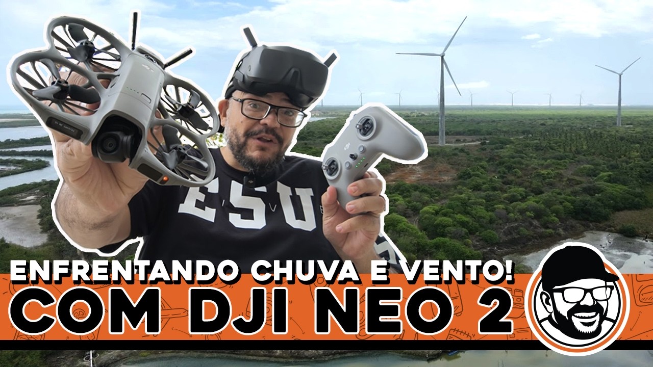 DJI NEO 2 prova sua força enfrentando chuva e vento em parque eólico (Teste Real 4K60fps)