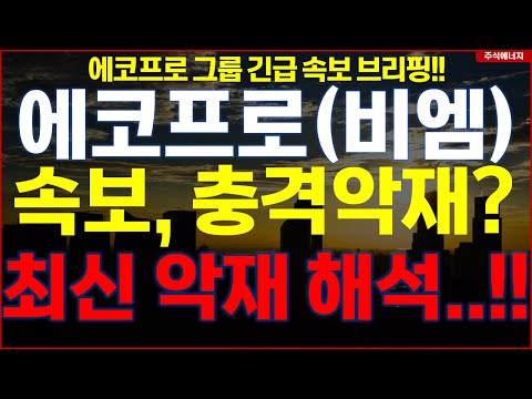 에코프로 에코프로비엠 속보, 충격 악재? 최신 악재 해석..!! 에코프로 에코프로머티 긴급속보 브리핑!!