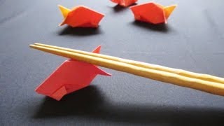 [How to ORIGAMI] Gold fish / 折り紙で作る箸置き~8月金魚~