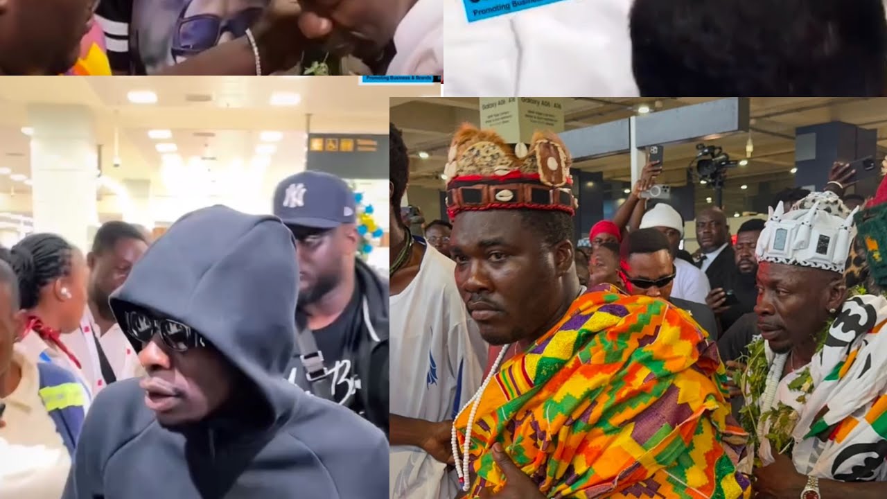 Shatta Wale royal welcome at the Kotoka Int’l Airport upons his arrival from Jamaica 🇯🇲