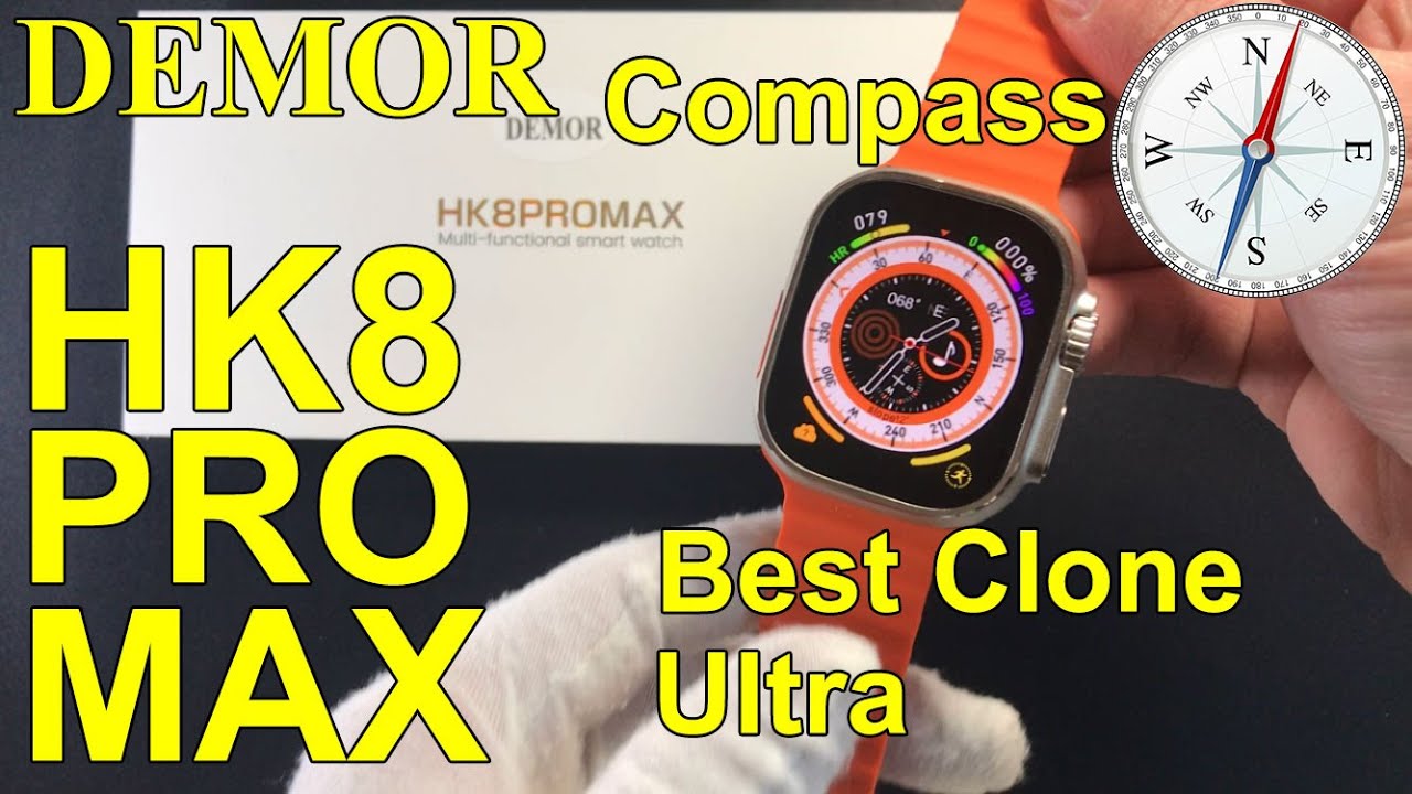 最高のクローンDEMOR HK8 Pro Max Ultra 2023 Smartwatch Compass Faceアップル ウォッチ ウルトラ  に似ているスマートウォッチ シリーズ8 開封レビュー