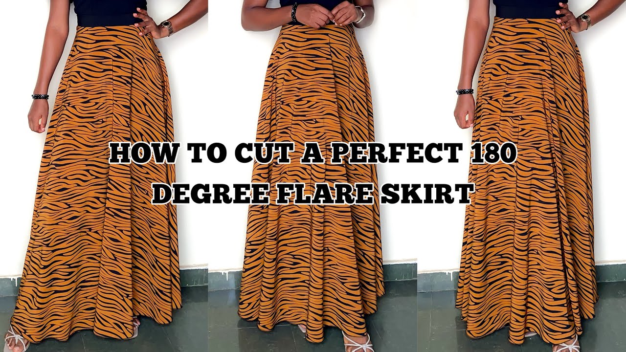 How to cut and Sew a perfect 180 degree flare long skirt | Beginners friendly