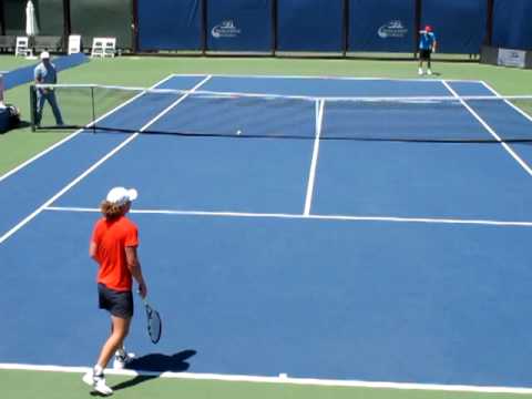 Sam Stosur practices her serve at Stanford 7/30/10...