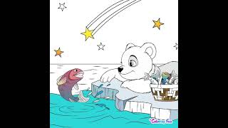 Colouring the beautiful bear with fish