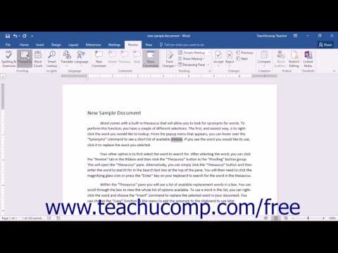 Word 2016 Tutorial Using The Thesaurus Microsoft Training