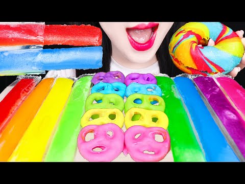 ASMR RAINBOW <strong>ICE</strong> <strong>POP</strong>, PRETZEL 아이스 팝 튜브, 프레즐 먹방 EATING SOUNDS