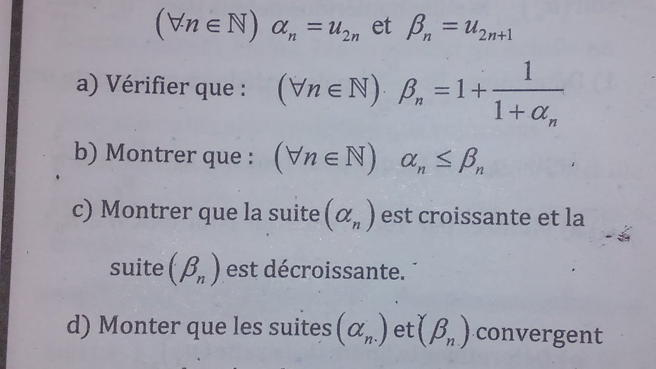 2 bac  sm les suites numériques  exercice 43 page 105 (Almoufid)