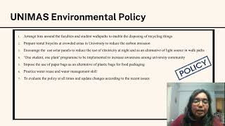STK 3093 Environmental Management System. Case study 2: Environmental Policy