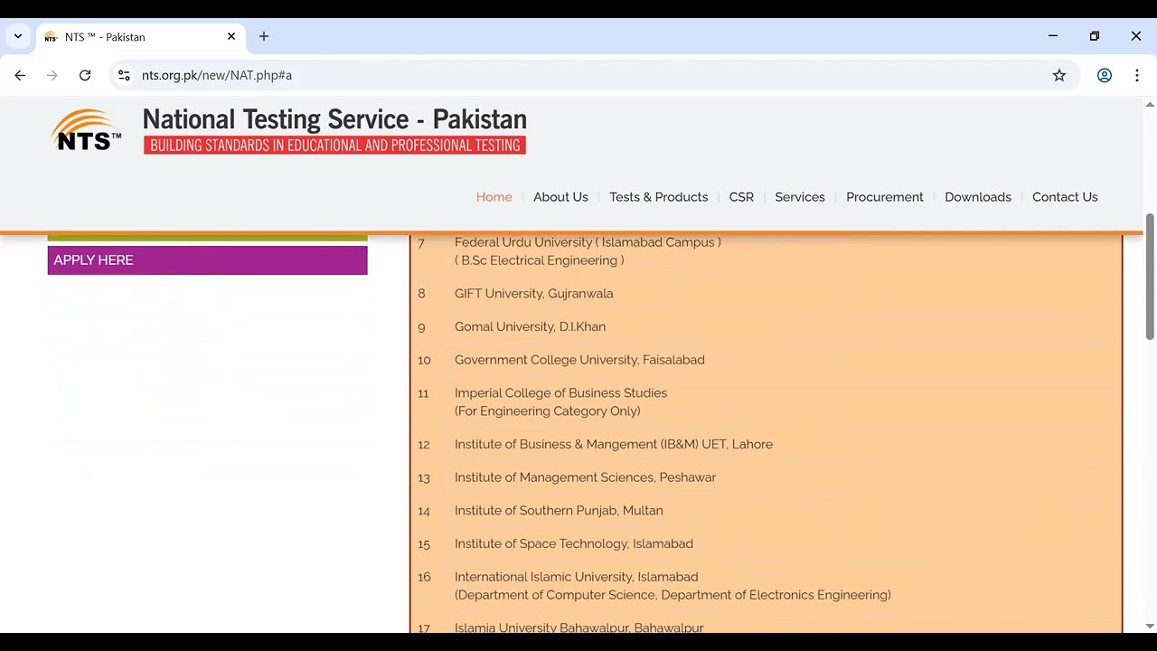 NTS NAT Schedule 2026 I NTS NAT Associated Universities I NTS NAT Paper Pattern I NTS NAT Test Guide