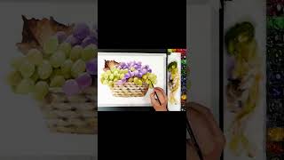 #shorts Fruit Watercolor - Grape Basket (still-life color mixing) NAMIL ART