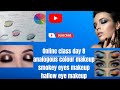 Online class day 8  analogous color scheme for eye makeup  black smokey eyes  hallow eye makeup 