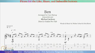 Ben - Michael Jackson - For Acoustic Fingerstyle Guitar with TABs Resimi