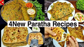 ४ नए तरीके की पराठे की रेसिपी | 4 New Paratha Recipes | 4 Healthy Vegetable Paratha For Beginners