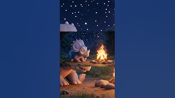 🔥 Baby Triceratops Warms Up Beside a Campfire 🔥 | Adorable Dino Loop Animation