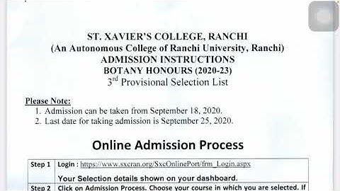 St Xavier College ranchi graduation botany 3rd Selection List Out