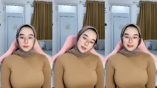 Hijab Cantik Hijab Abu-abu Kaos Coklat Lengan Panjang VHD310542