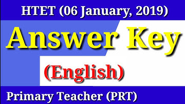 HTET PRT ANSWER KEY || HTET PRT ENGLISH ANSWER KEY|| HTET 2019 ANSWER KEY
