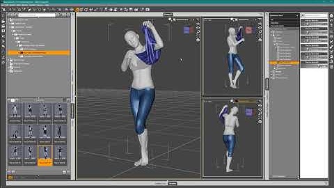 "Get dressed" poses and clothes: showing all the poses-matching morphs