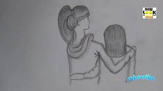 SIMPLE DRAWING OF SISTERS HUGGING EACH OTHER...