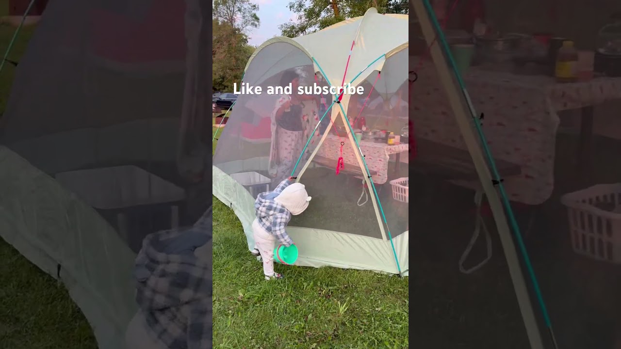 First time camping early riser baby #baby #cutebaby #camping #outdoorlife #babyshorts #babyboy