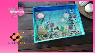 DIY. Plateau avec des Fleurs dans la Résine //  Tray with Flowers En-capsulated in Resin