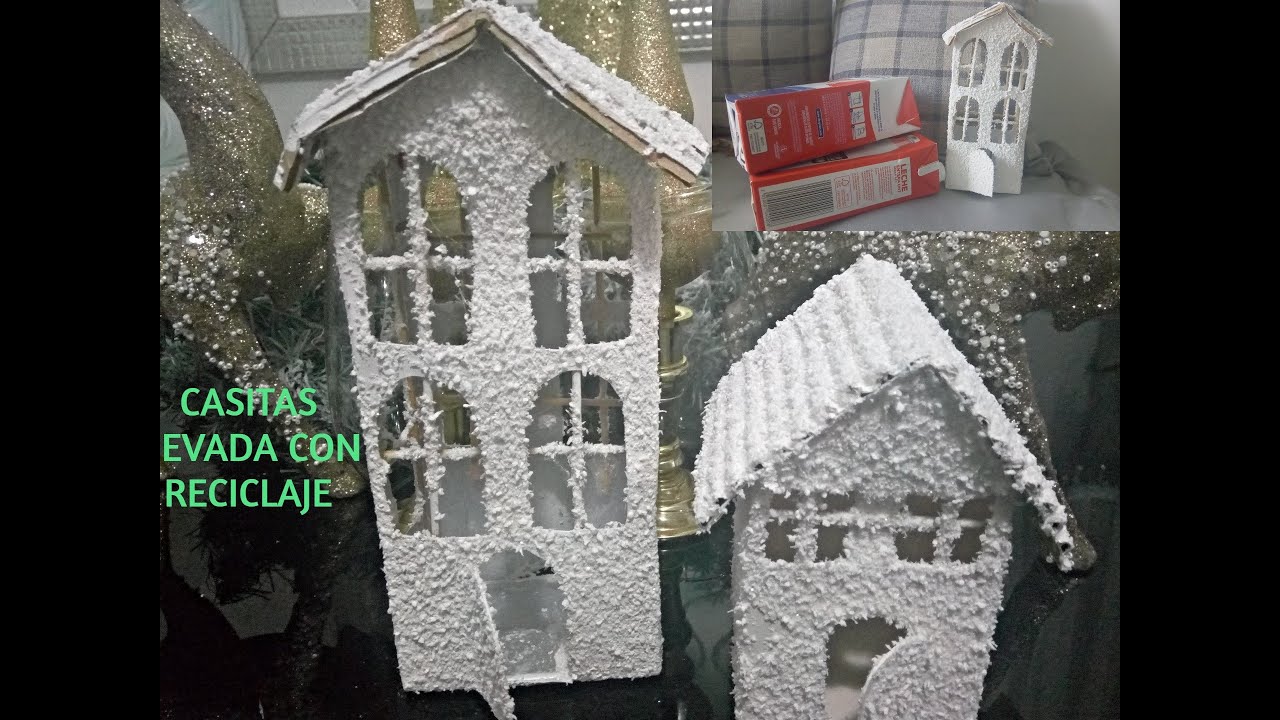 CASITAS FÁCILES DE CARTON /CASITAS PARA VILLAS NAVIDEÑAS/ADORNOS NAVIDEÑOS/ RECICLAJE MANUALIDADES