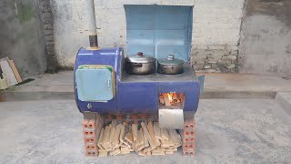 Build wood stove no smoke - Creative ideas from cement and non iron barrels