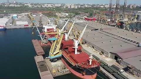 Constanta Port - Loading and Unloading vessel operations from above