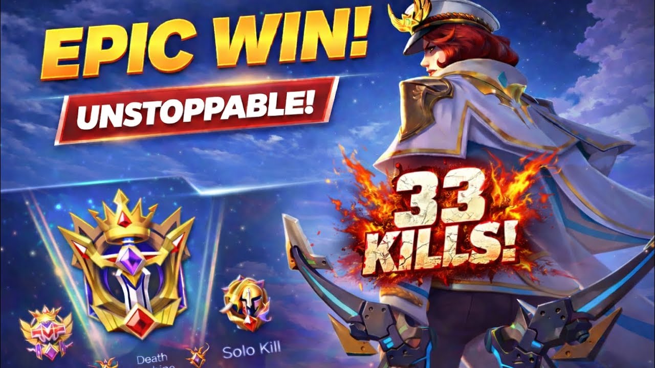 EPIC 33 KILLS 😱 UNSTOPPABLE Victory | MLBB Ranked Gameplay | MVP Death Machine
