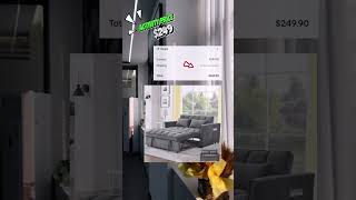 Versatile 3-in-1 velvet loveseat with pull-out bed #furniture