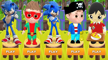 Tag with Ryan vs Sonic Dash vs Vlad and Niki Run - All Characters Unlocked Mystery Surprise Gameplay