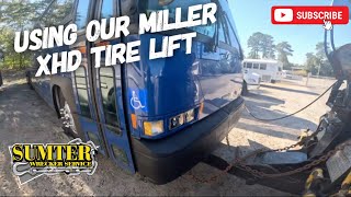 Using our Miller XHD Tire Lift